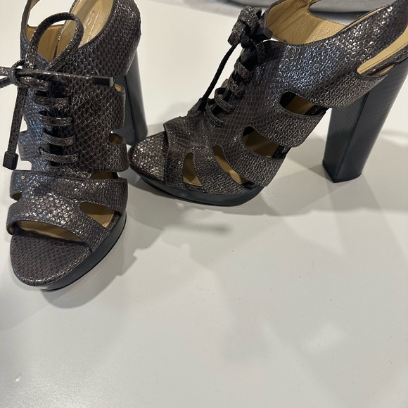 Coach Metallic Black Lace-Up Heels - Picture 1 of 5